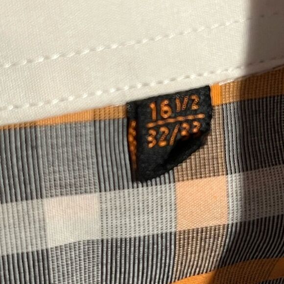 Steven Land gray and orange checked dress shirt - 16.2 - Picture 6 of 7